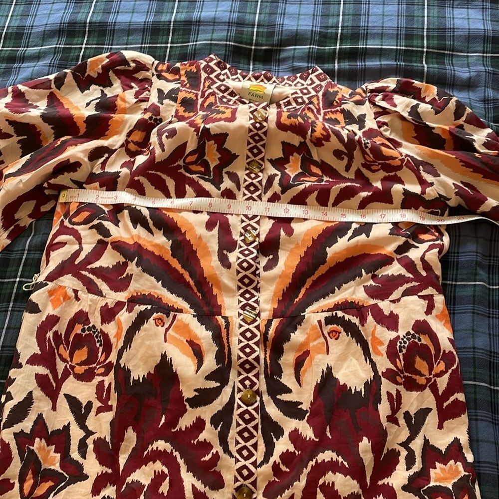 NWT FARM Rio Toucans Scarf Belted Mini Dress Women Size M - Picture 12 of 12